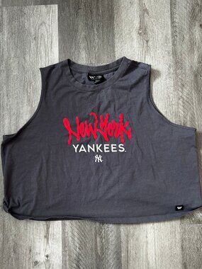 Women's New York Yankees The Wild Collective Charcoal Side Knot Tank Top 2XL